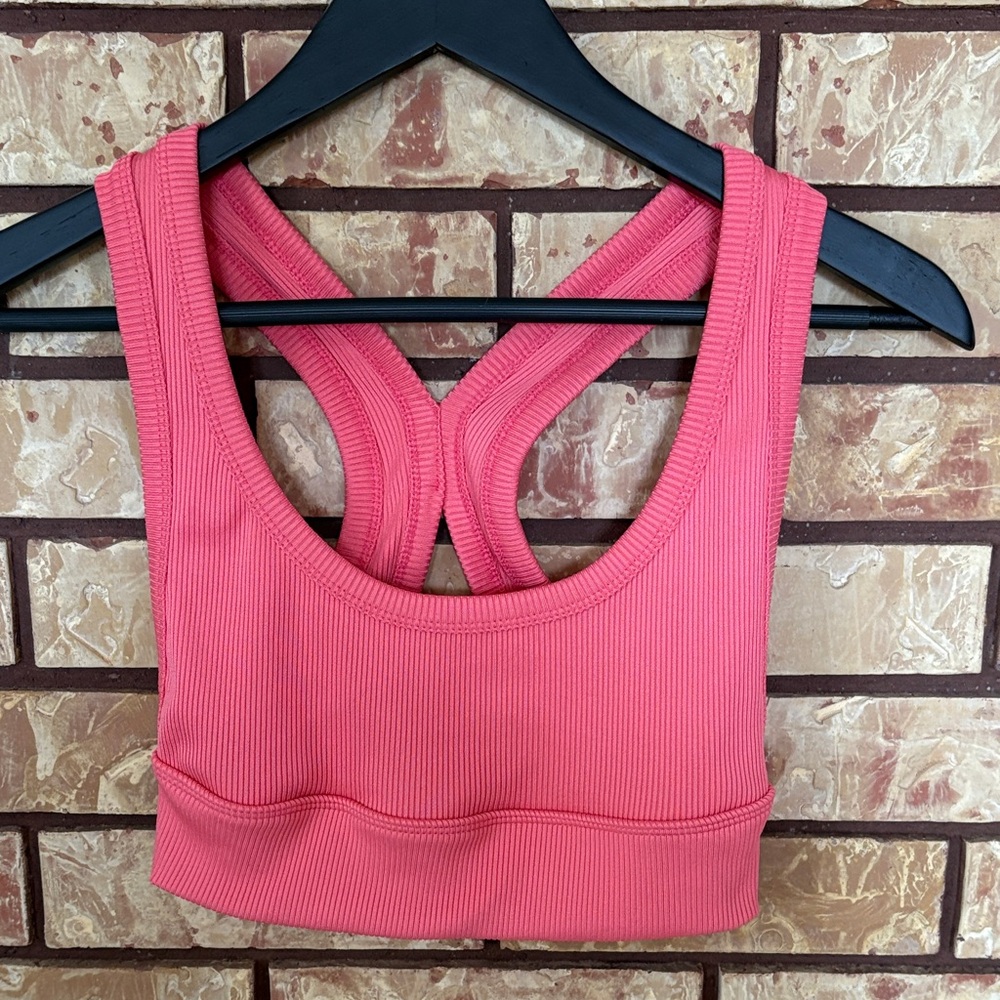 Zara Coral Ribbed Sports Bra size S excellent condition
